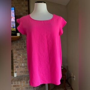 Lightweight Pink Blouse with Cap Sleeves Size Large 97% polyester 3% spandex